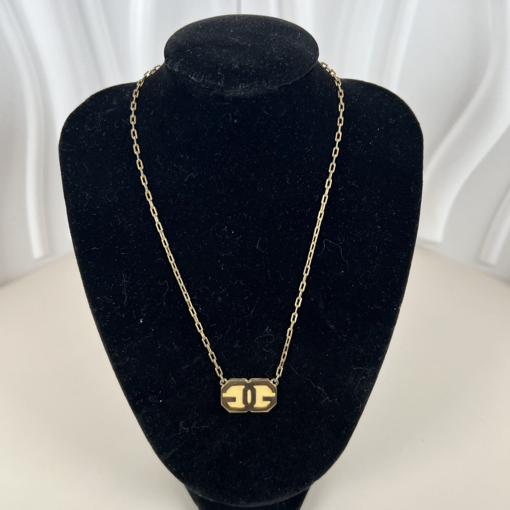 Givenchy Gold Tone Double G Logo Pendant Necklace